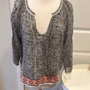 Joie Patterned Blouse with Pink Accent